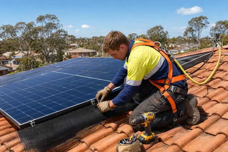 Solar Panel Bird Proofing — Aussie Pest Strike